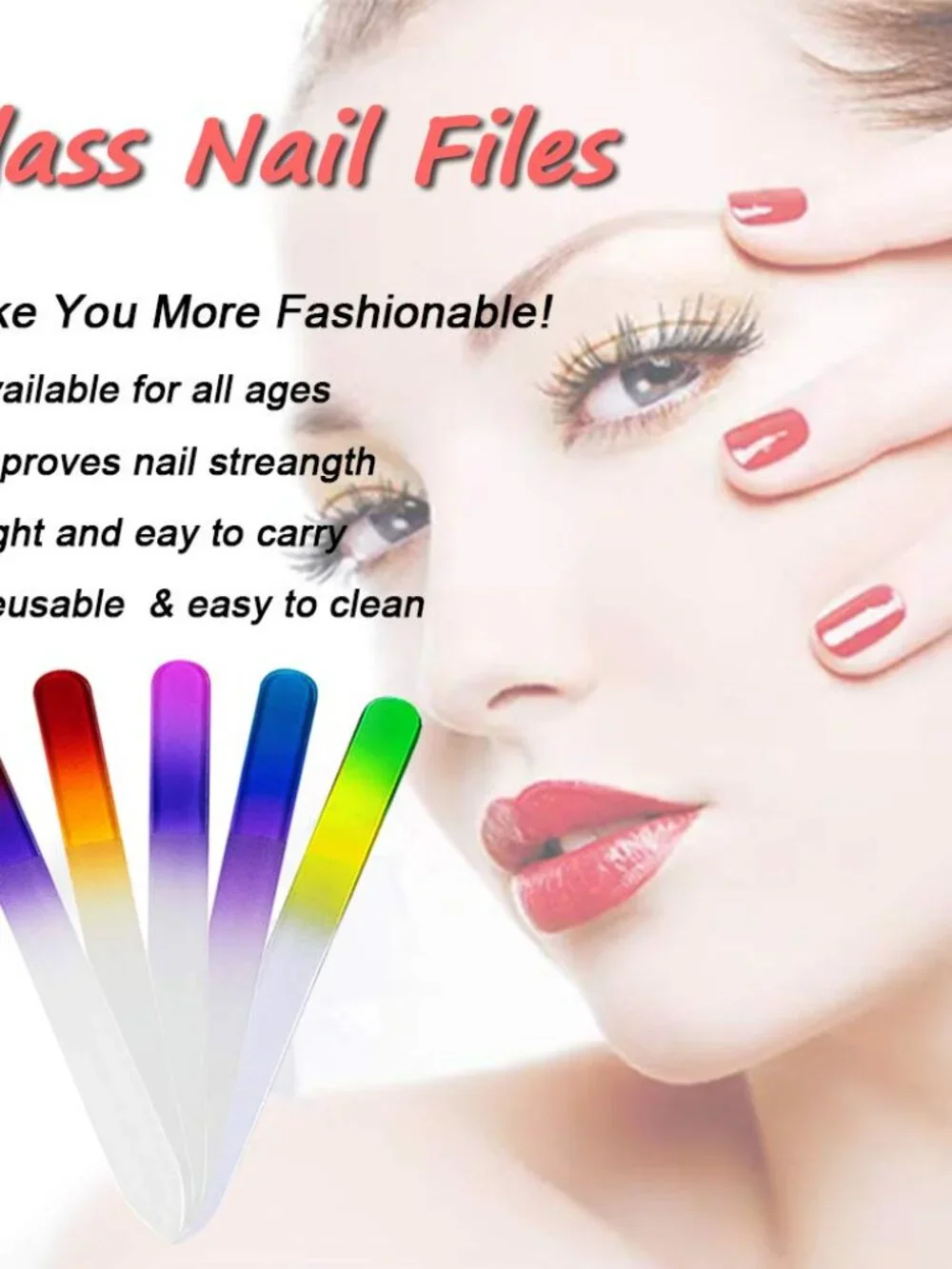 20 Pcs Glass Nail File Bulk with Plastic Sleeve, Crystal Fingernail Files Set, D